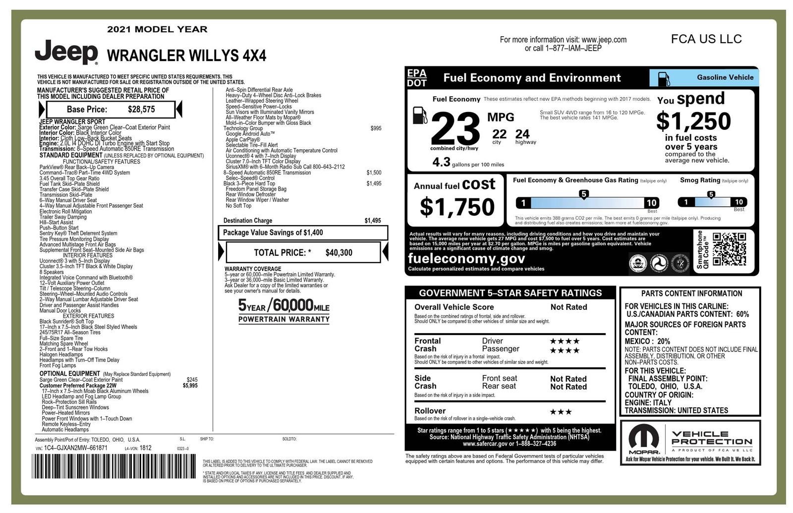 2021 Jeep Wrangler Willys