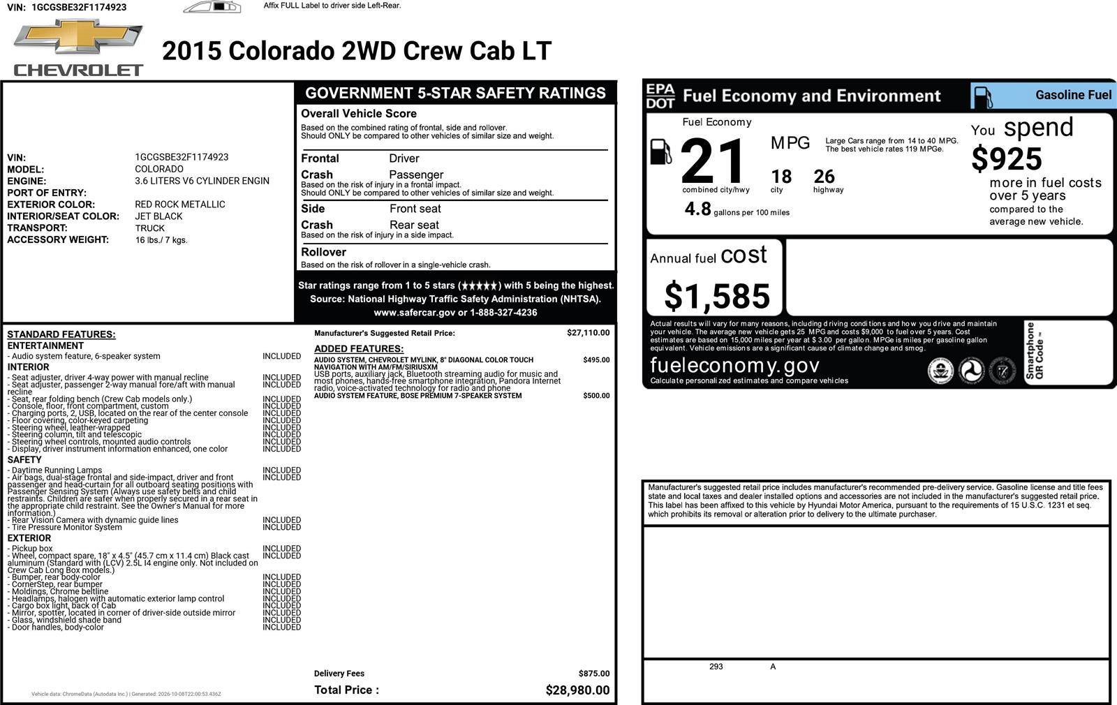 2015 Chevrolet Colorado 2WD LT