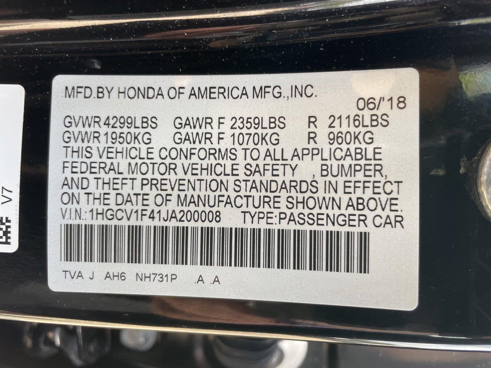 2018 Honda Accord Sedan EX 1.5T