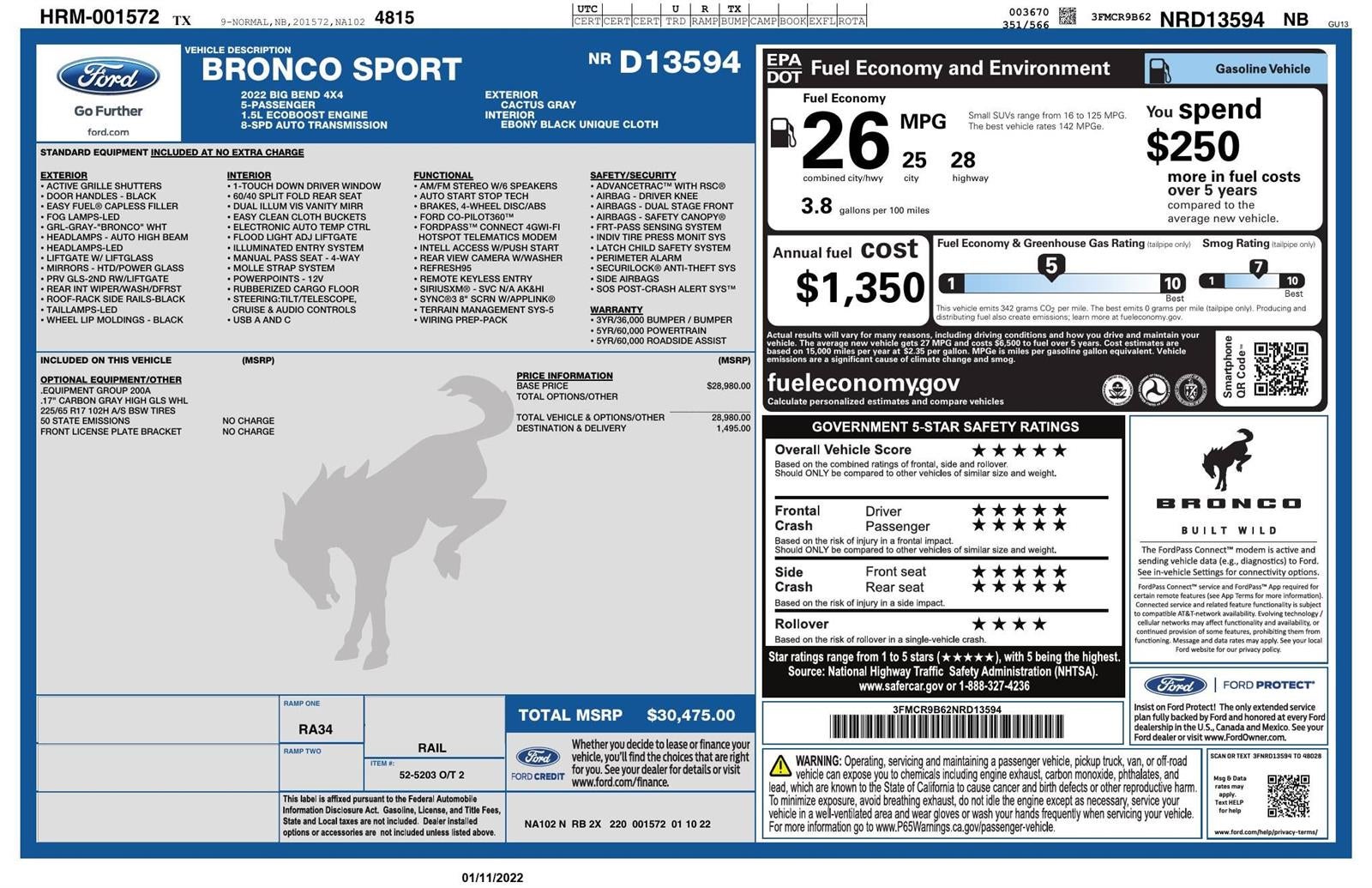 2022 Ford BRONCO SPORT Base